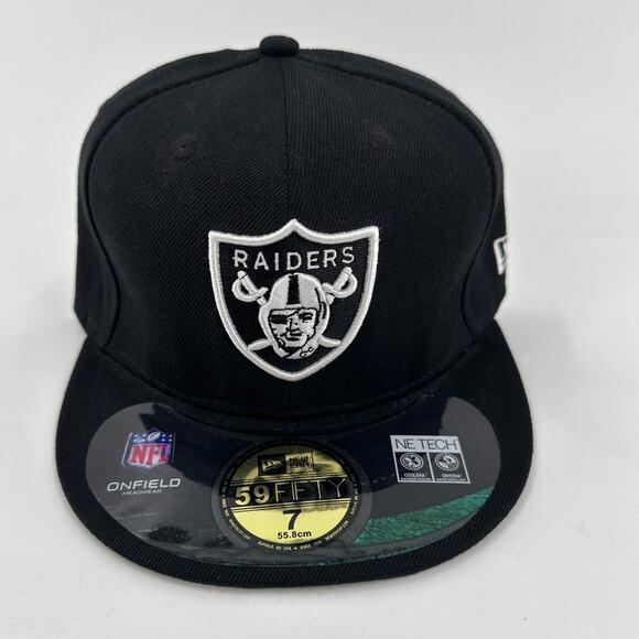 New Era 59FIFTY Black Las Vegas Raiders Fitted Hat Size 7 - Picture 1 of 6
